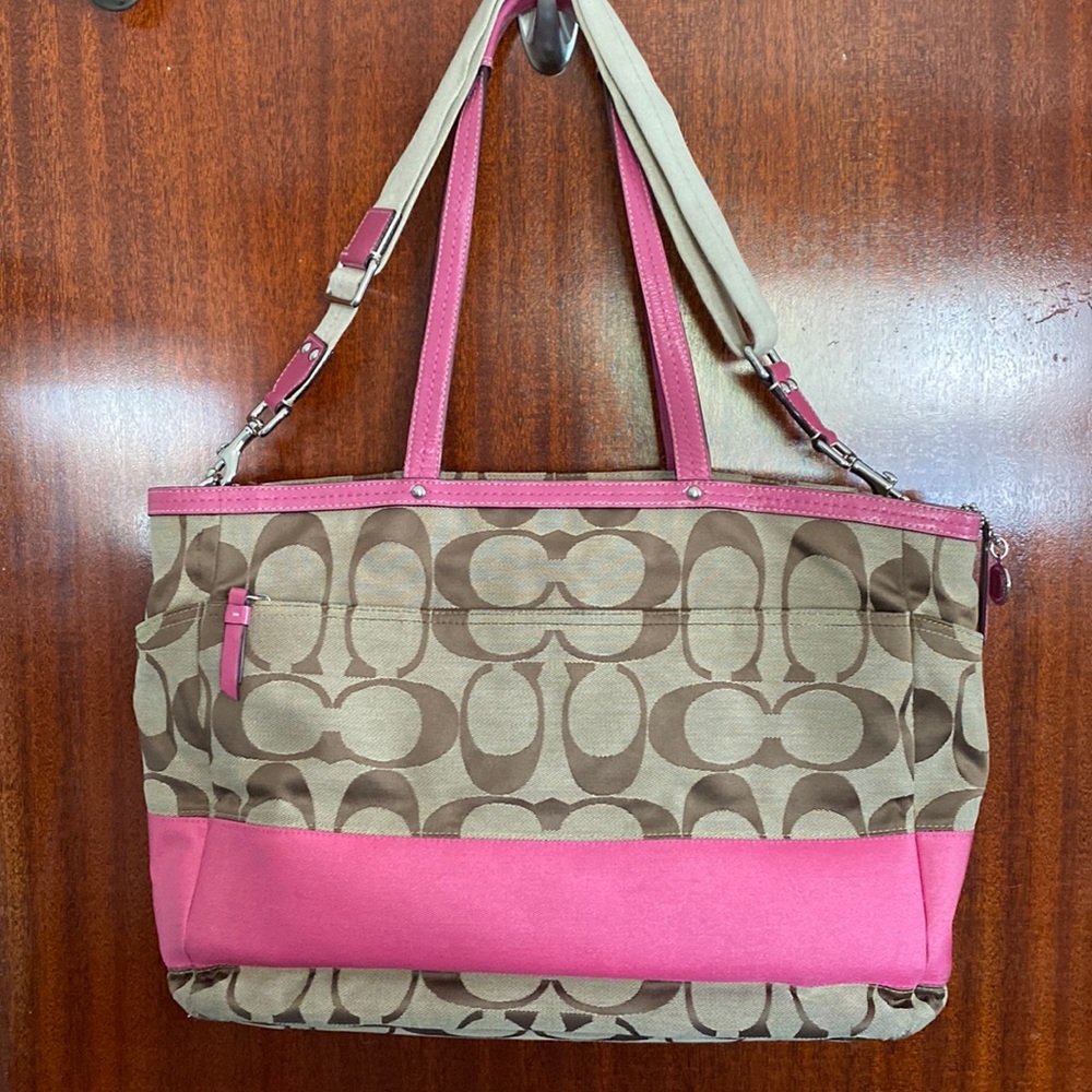Pink Coach Baby Bag/ Tote
